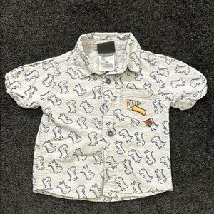 Kids Dinosaur‎ Print Shirt - White and Blue